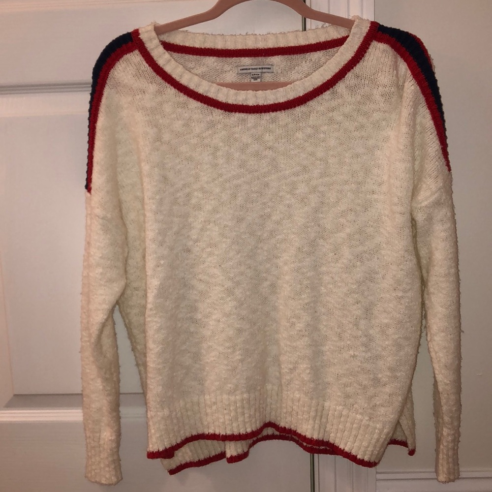 American Eagle red white and blue sweater